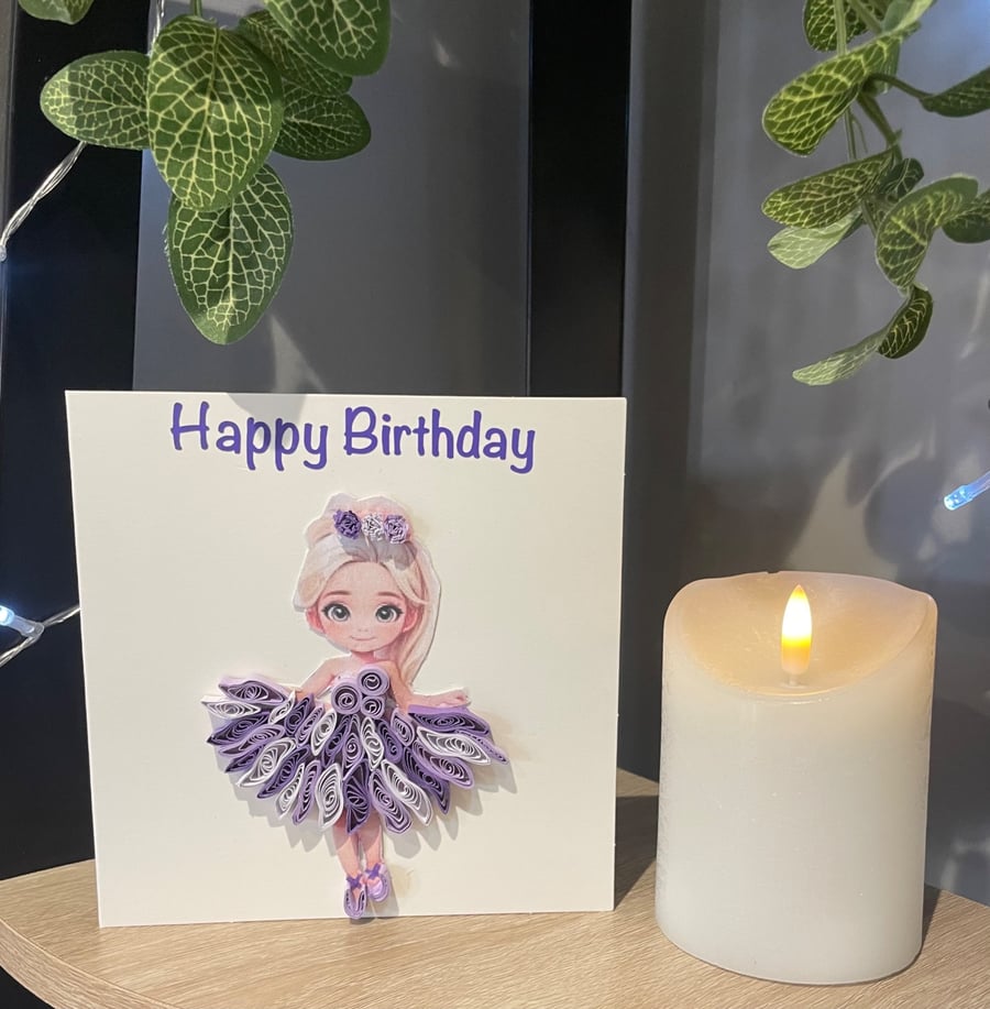 Stunning Handmade Quilled ballerina Card