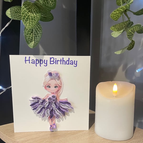 Stunning Handmade Quilled ballerina Card