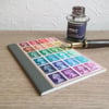 Recycled Rainbow - Upcycled Machin postage stamp notebook, custom-made, mail art