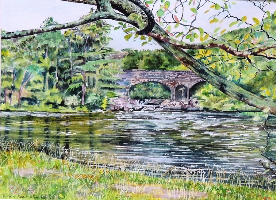 Scottish Landscape Watercolourl Painting of Woodland and River