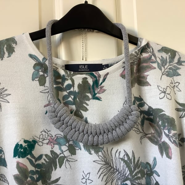 Macrame Necklace in Grey 9mm Jumbo Recycled Cotton Cord