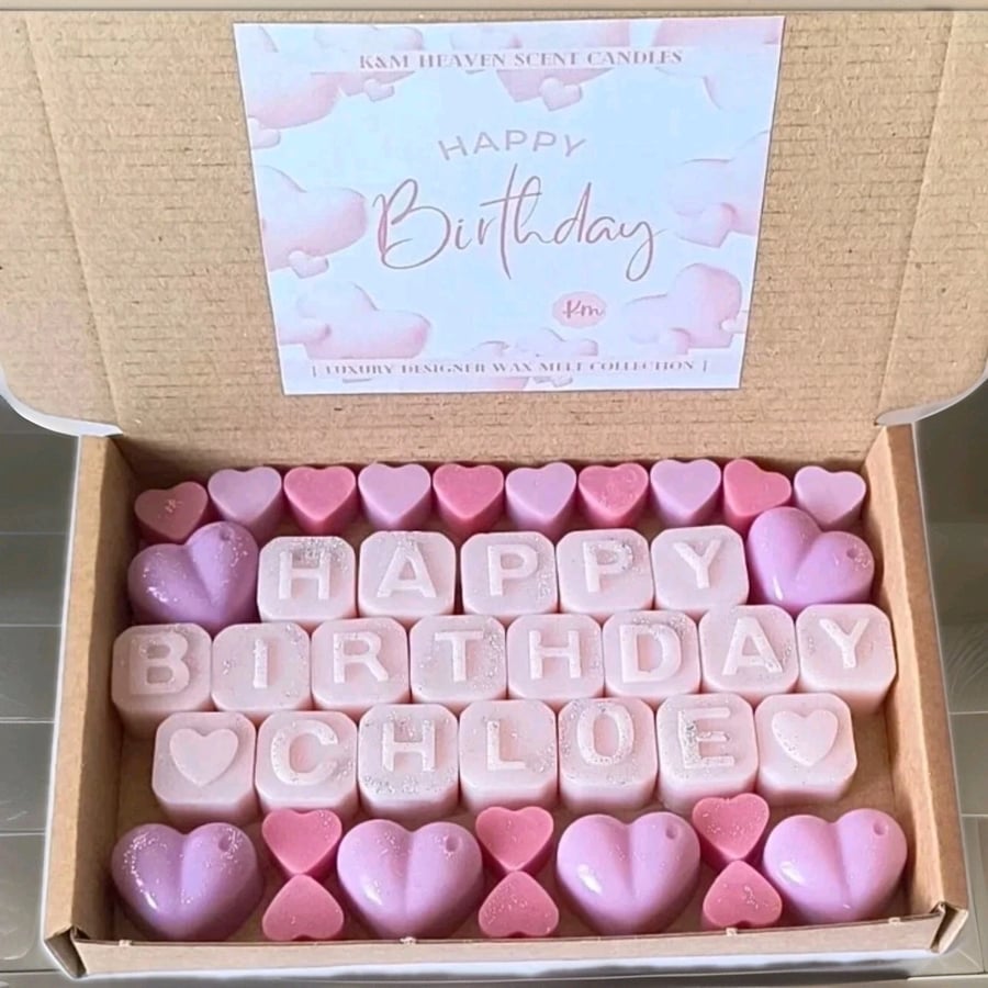 Personalised Happy Birthday Wax Melt Gift Set Handmade to Order