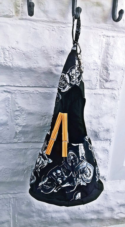 Motorcycle Peg Bag Wigwam Cotton Laundry Bag, Motorbike Gift 