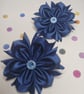 Dark Blue Ribbon Roses with Rhinestones, Cute Toddler Pigtail Elastics, Birthday - Image 8