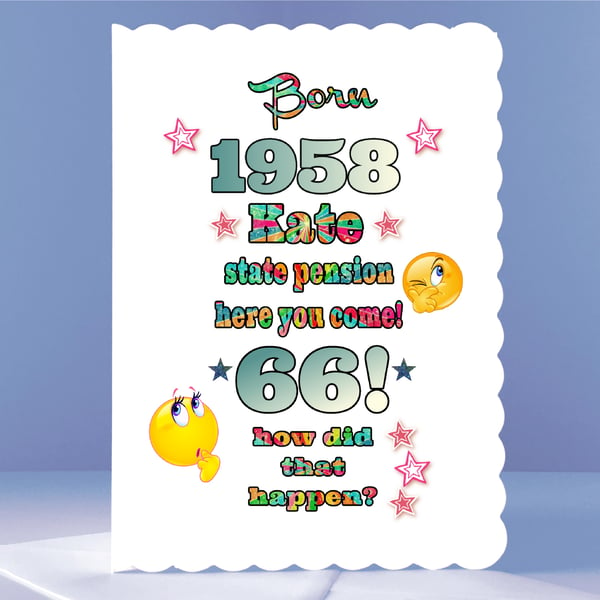 Personalised 66th Birthday Card - New Pensioner Celebration Birthday Card