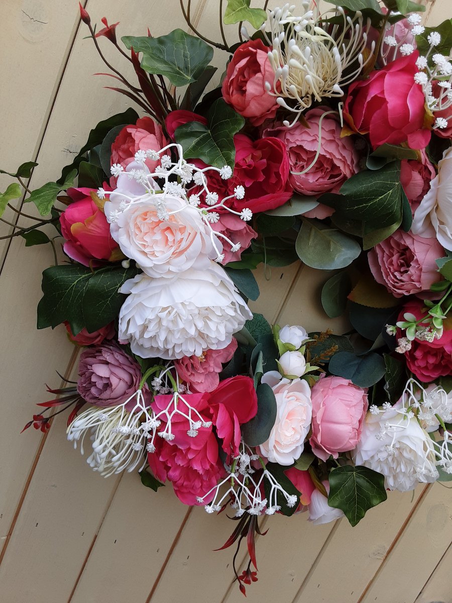 Jennifer.  50cm wreath, beautiful colourful floral, table centre, door, wall, 