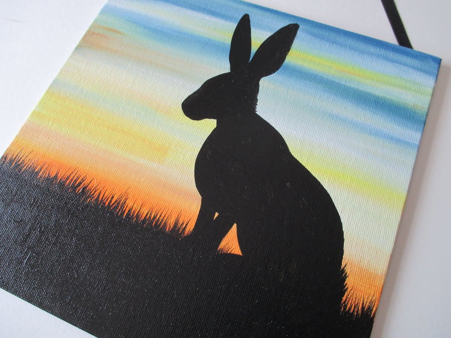 Hare Original Painting Art Picture Silhouette Bunny Rabbit