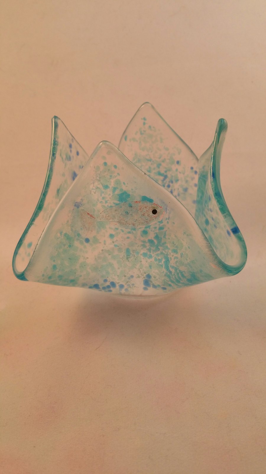 Fused Glass tea light holder - Aquarium