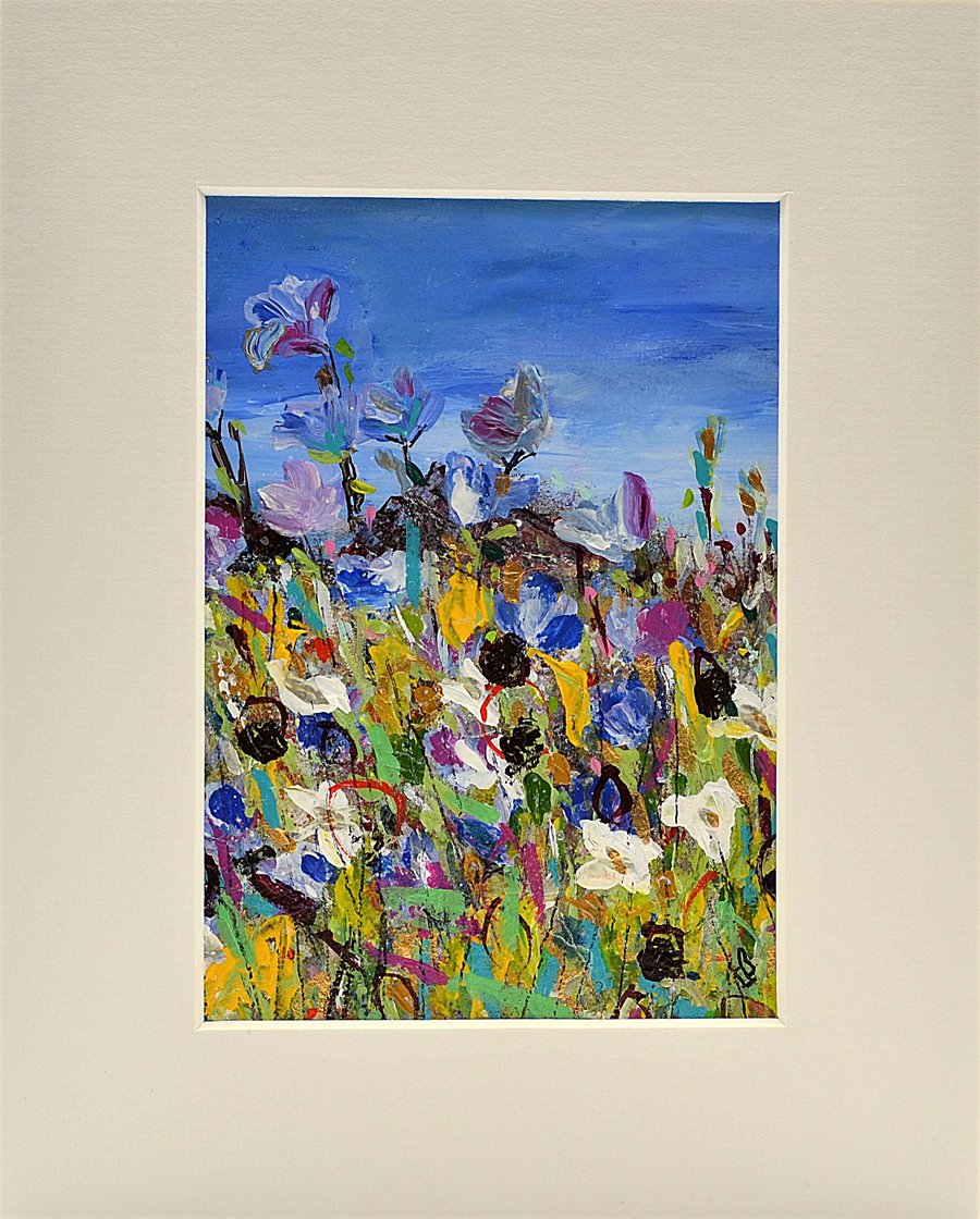 Original Painting of Flowers in the Grassy Plains