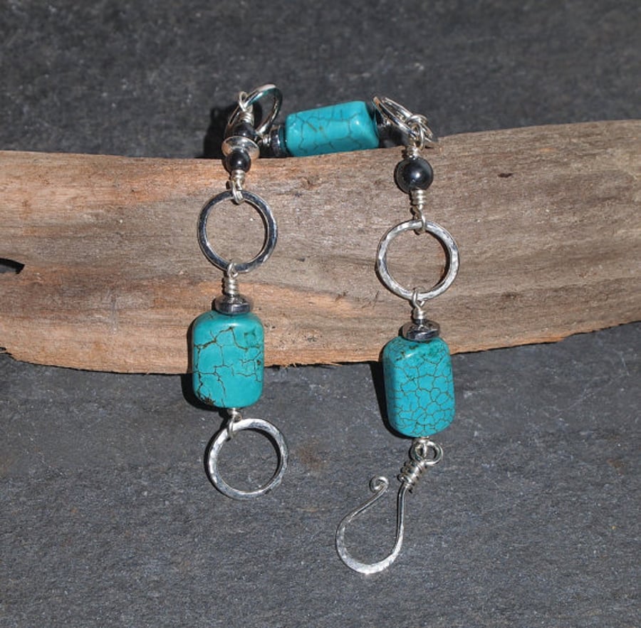 Sterling silver and turquoise bracelet
