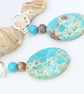 Terra Adorn  Artisan Blue Snake Skin Jasper, Dzi Agate & Turquoise earrings - Image 7