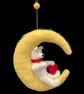 Crescent moon and teddy nursery wall decoration or mobile, felted