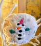 Hand embroidered Snowman Fabric Bauble 