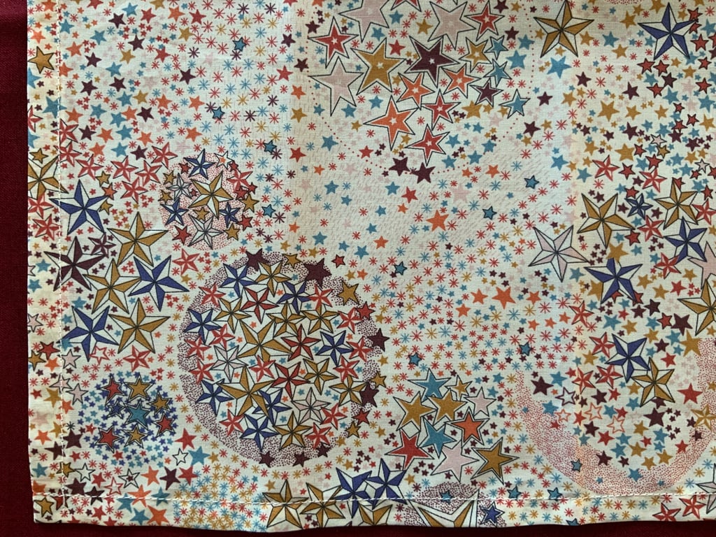 Handmade Liberty Handkerchief, star design (Adelajda) Pocket Square or Hankie