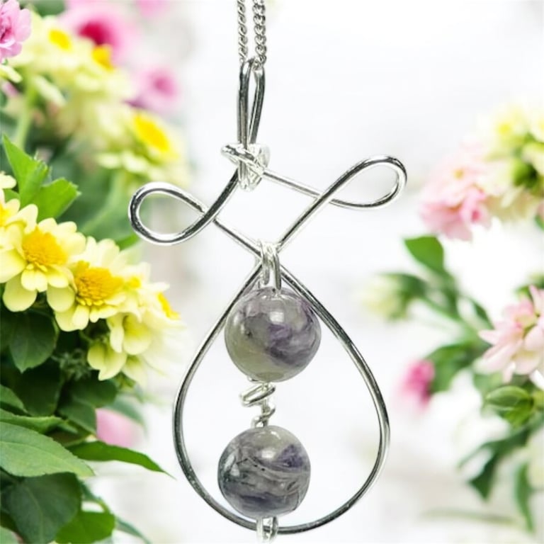 Charoite sterling silver wire wrapped pendant