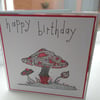 Red mushroom birthday card