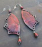 Draig Goch - hand crafted polymer clay earrings in the form of red dragon wings.