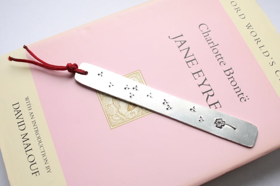 Hand stamped bookmark, aluminium bookmark, book lover gift, custom bookmark