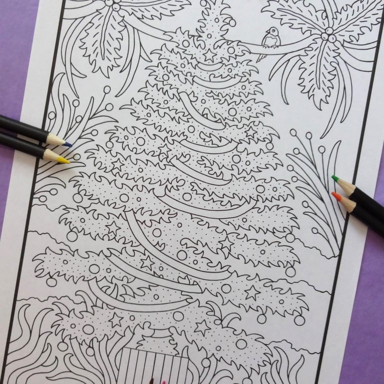 Christmas Tree A4 Colouring Page Printable JPG by S Godwin Studio