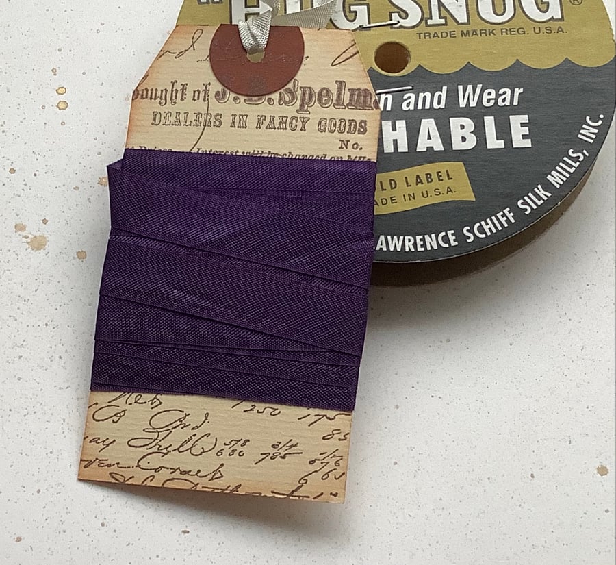 VINTAGE style  ribbon  ( silky seam binding) ;Regal Purple '4yds  ....