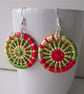 Dorset Button Earrings, Gold, Yellow, Green, Red, Viscose Silk - Image 2