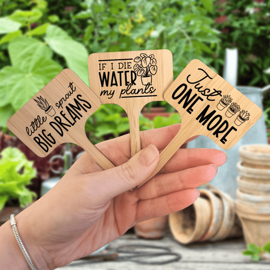 Personalised Wooden Plant Markers - Funny Plant Stakes - Indoor Plant Labels