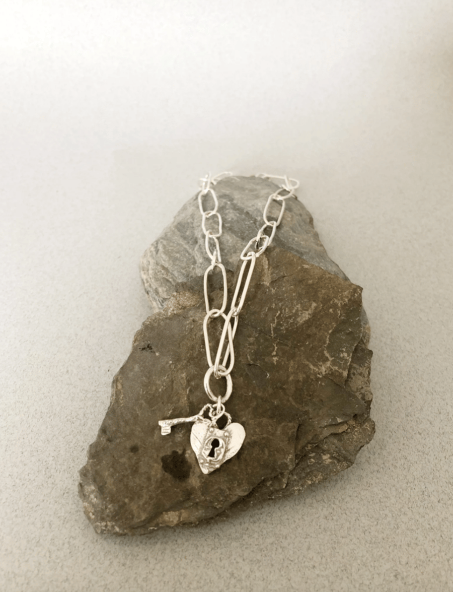 Heart Necklace - Charm Necklace - Silver Necklace