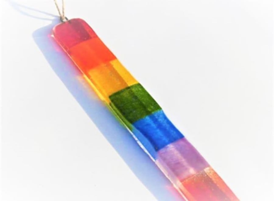 Fused Glass Rainbow Long Hanger