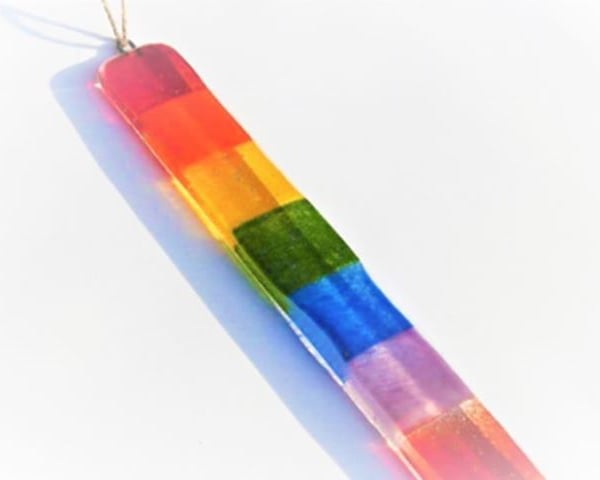 Fused Glass Rainbow Long Hanger