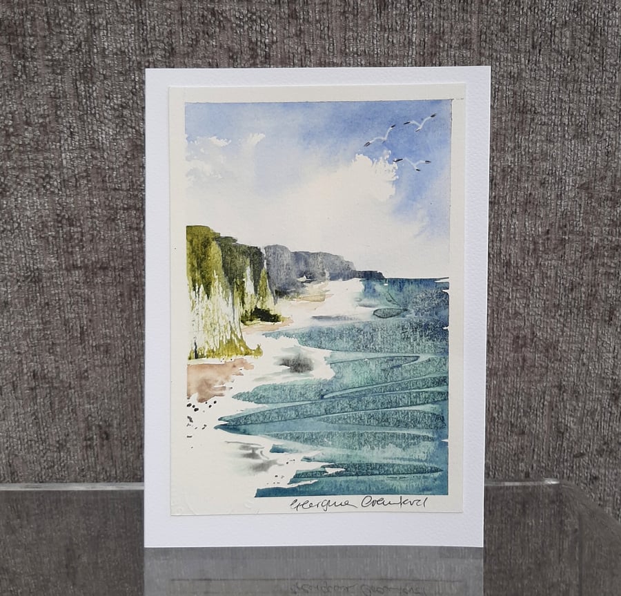 White Sand. Blank Card. Original Painting. Ocean 260158