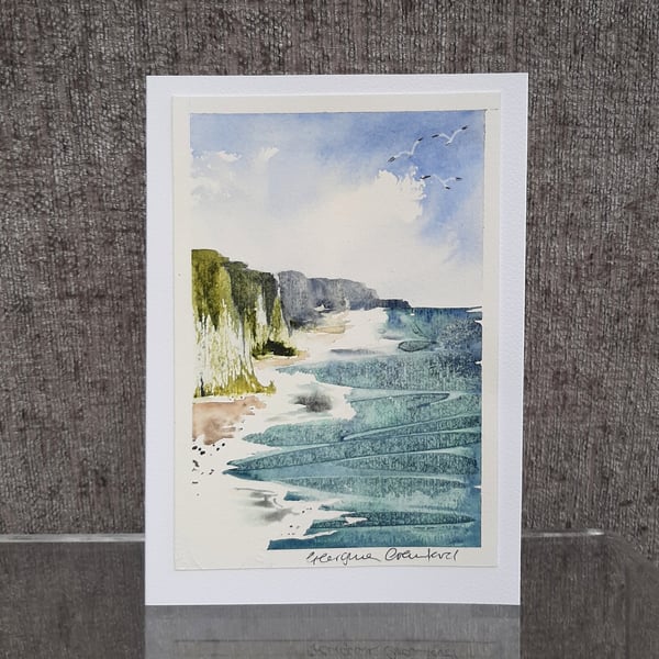 White Sand. Blank Card. Original Painting. Ocean 260158