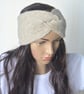 Knitted Headband Earwarmer Soft Alpaca Silk Wheat Sheaf Beige Letterbox Gift