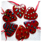 Love Heart Red Fused Glass Suncatcher 8cm Dichroic decoration 