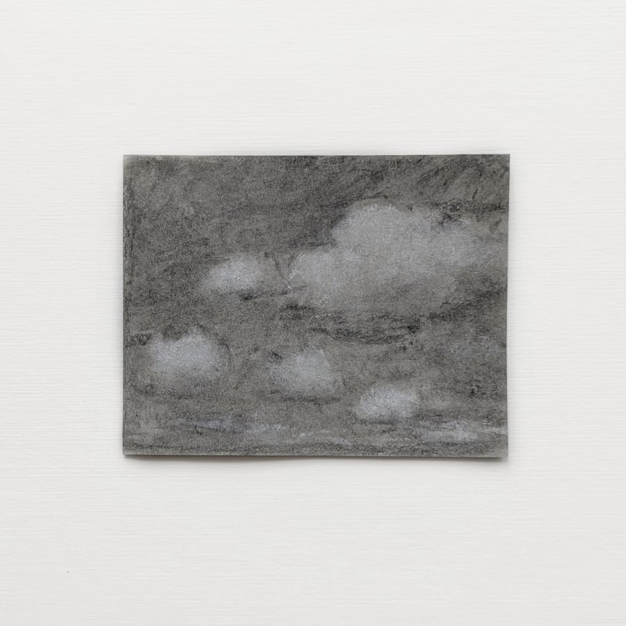 Cloudscape Charcoal Sketch, Original Artwork, 3x4 Small Wall Art 