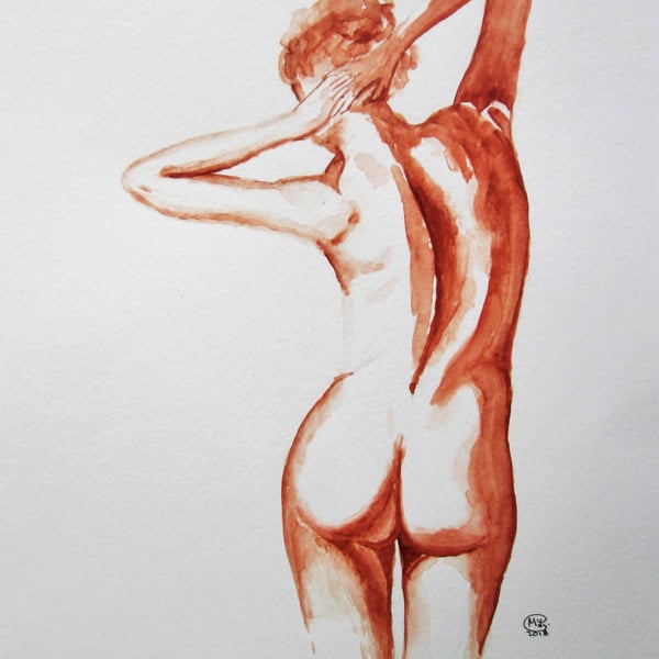 Nude woman standing original painting 