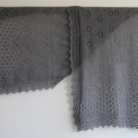 Hand Knitted Grey Merino Wool Scarf