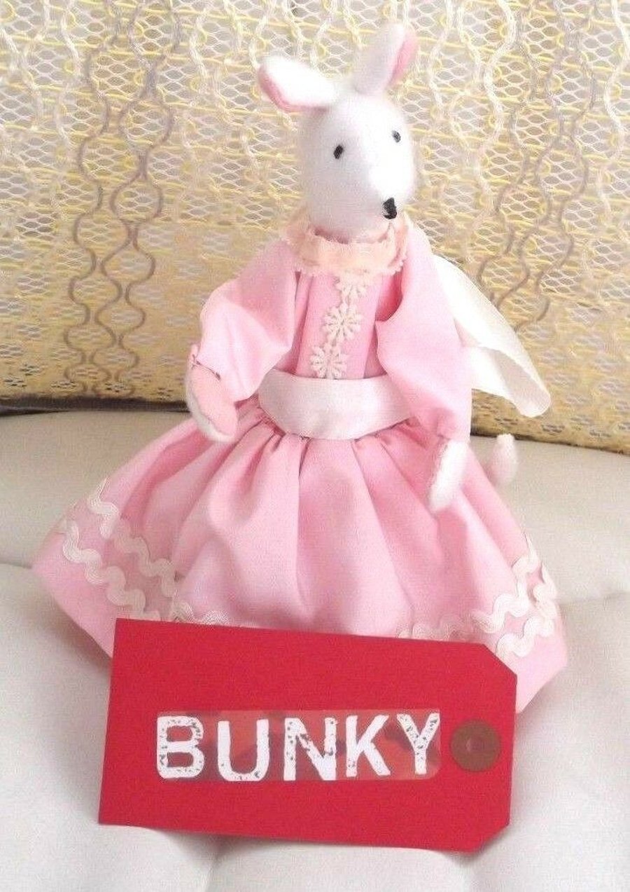 pink Mouse doll in a pink and white dress soft toy handmade new