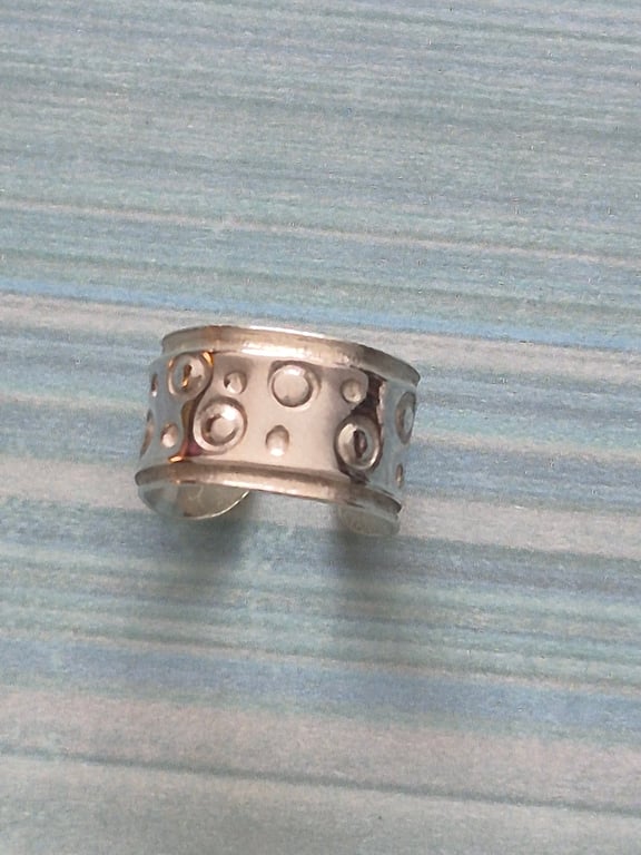 Sterling Silver 925 Circle Pattern Earcuff Artisan Jewellery