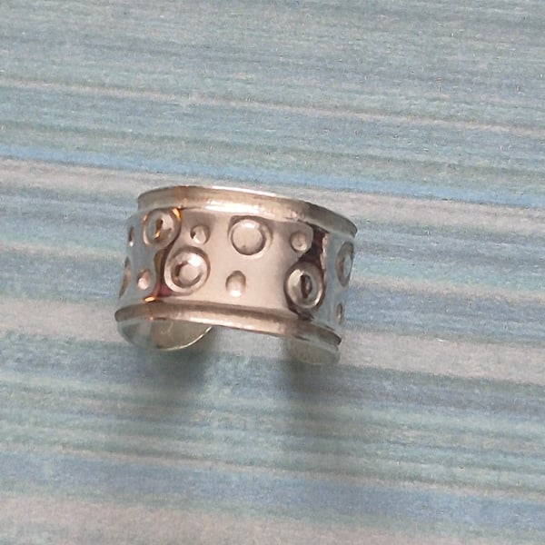 Sterling Silver 925 Circle Pattern Earcuff Artisan Jewellery