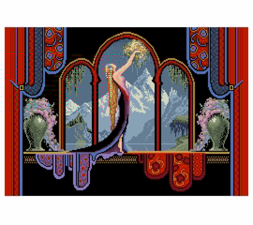 243 - Art Deco Lady Cross Stitch Pattern: Goddess of the Mountains (PDF Chart) 