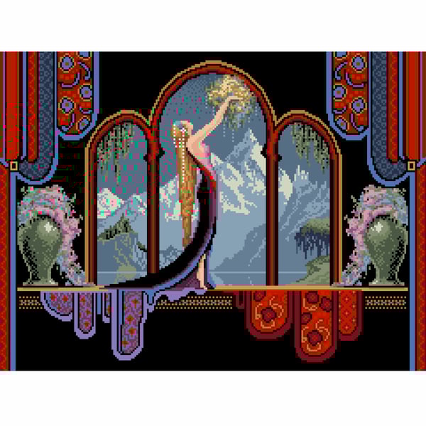 243 - Art Deco Lady Cross Stitch Pattern: Goddess of the Mountains (PDF Chart) 