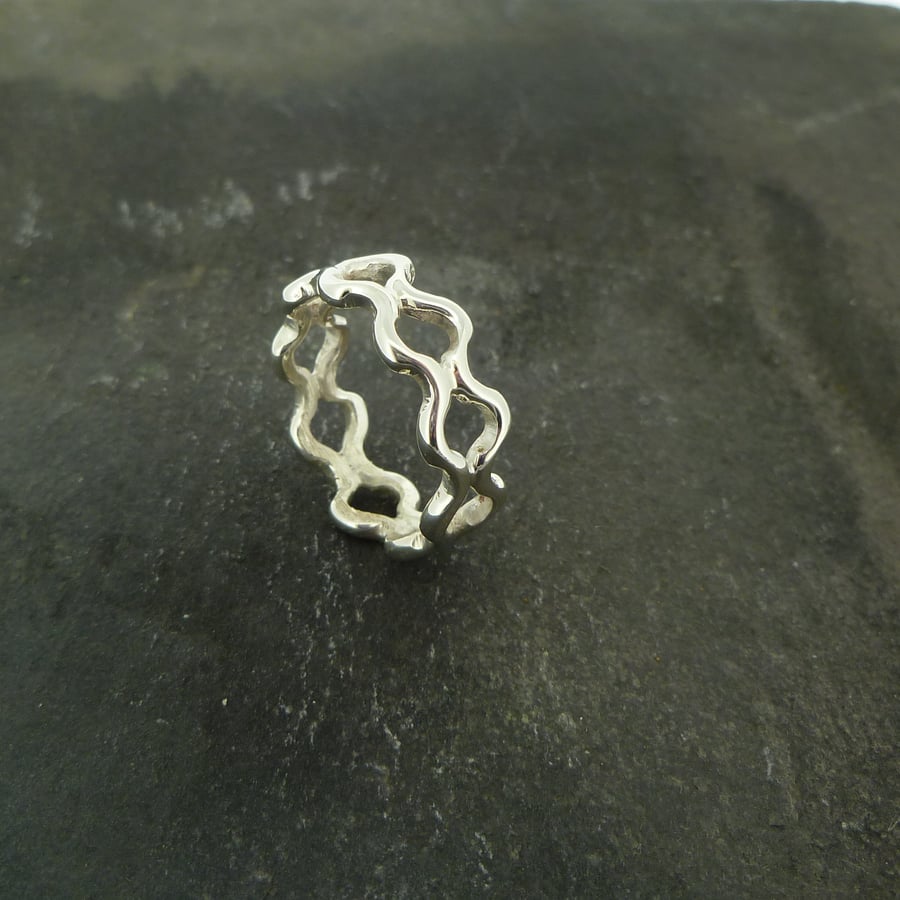 Sterling Silver Double Ripple Ring 