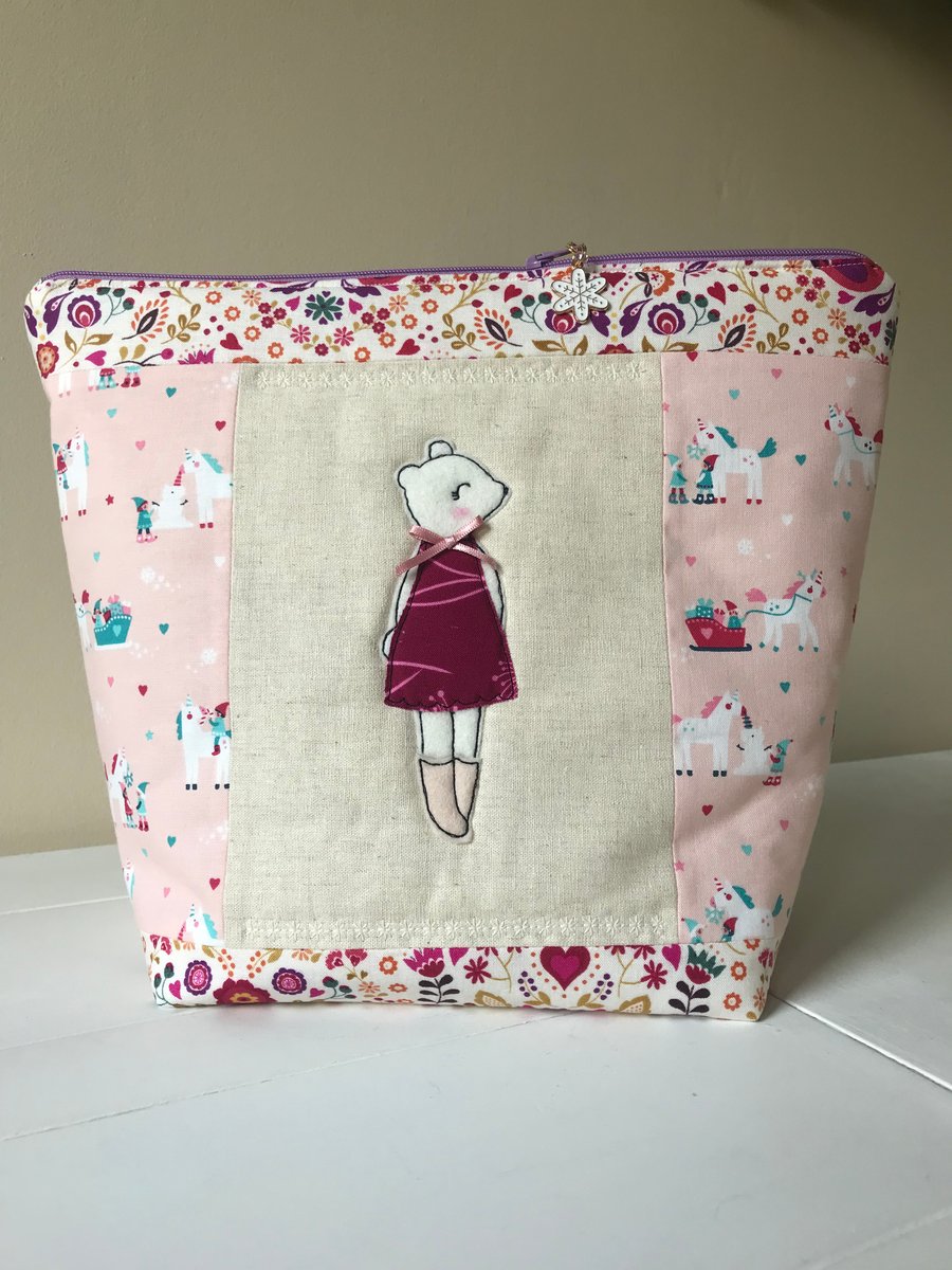 Hollie the polar bear Christmas project bag