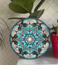 Turquoise-Gold Hand-Painted Mandala Wall Decor