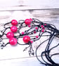Large stylish boho wooden pendant necklace (pink and silver) - Image 6