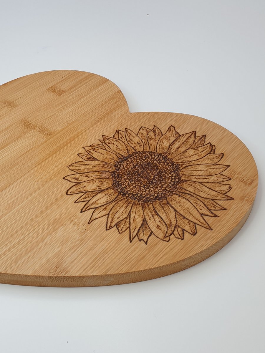 sunflower design chopping  board - pyrography kitchen gift