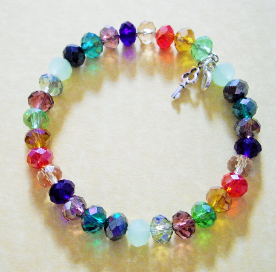 Multi Coloured Crystal Bead Bracelet 
