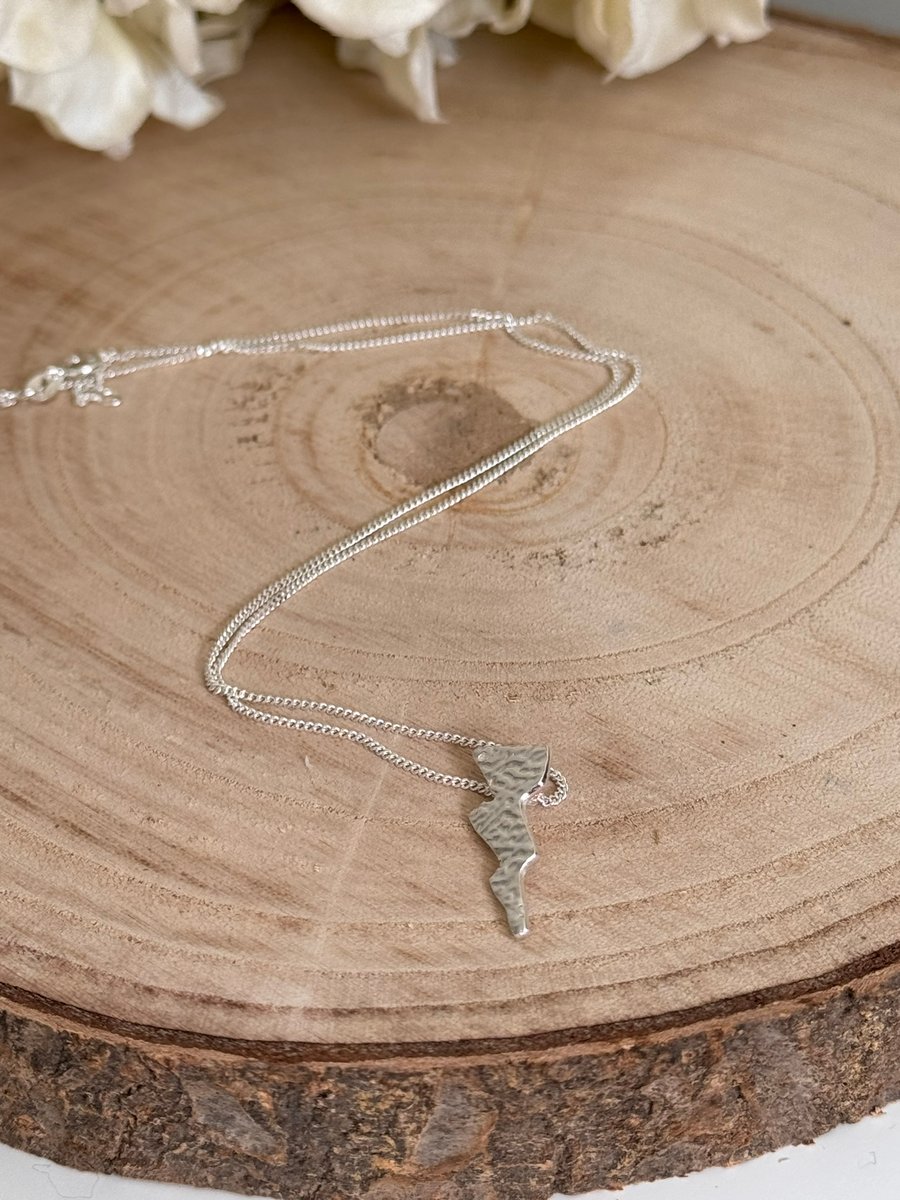Handmade Fine Silver Lightning Bolt Pendant