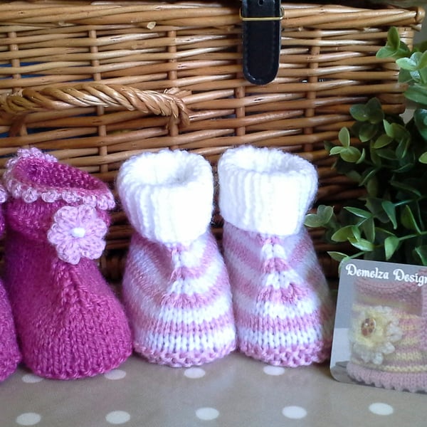 Baby Girl's Pair Pack Booties  3-9 months size