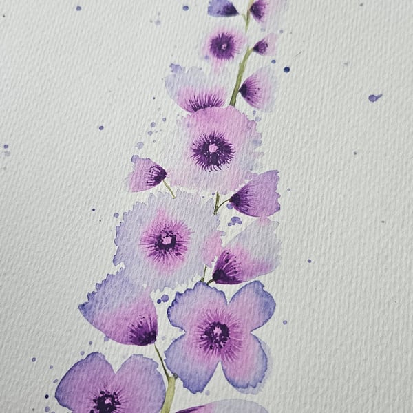 Original watercolour painting - purple Delphinium